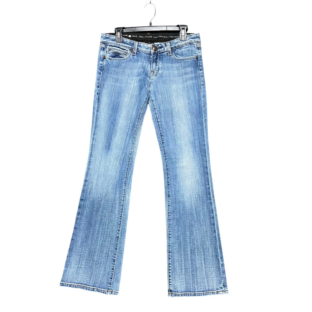 Rerock for Express Y2K Womens Bootcut Jeans 8 Medium Wash Embroidered Pockets